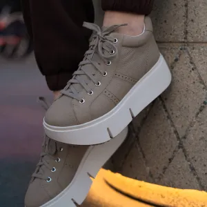 NAKED FEET - ESSEX in GREIGE Platform High Top Sneakers