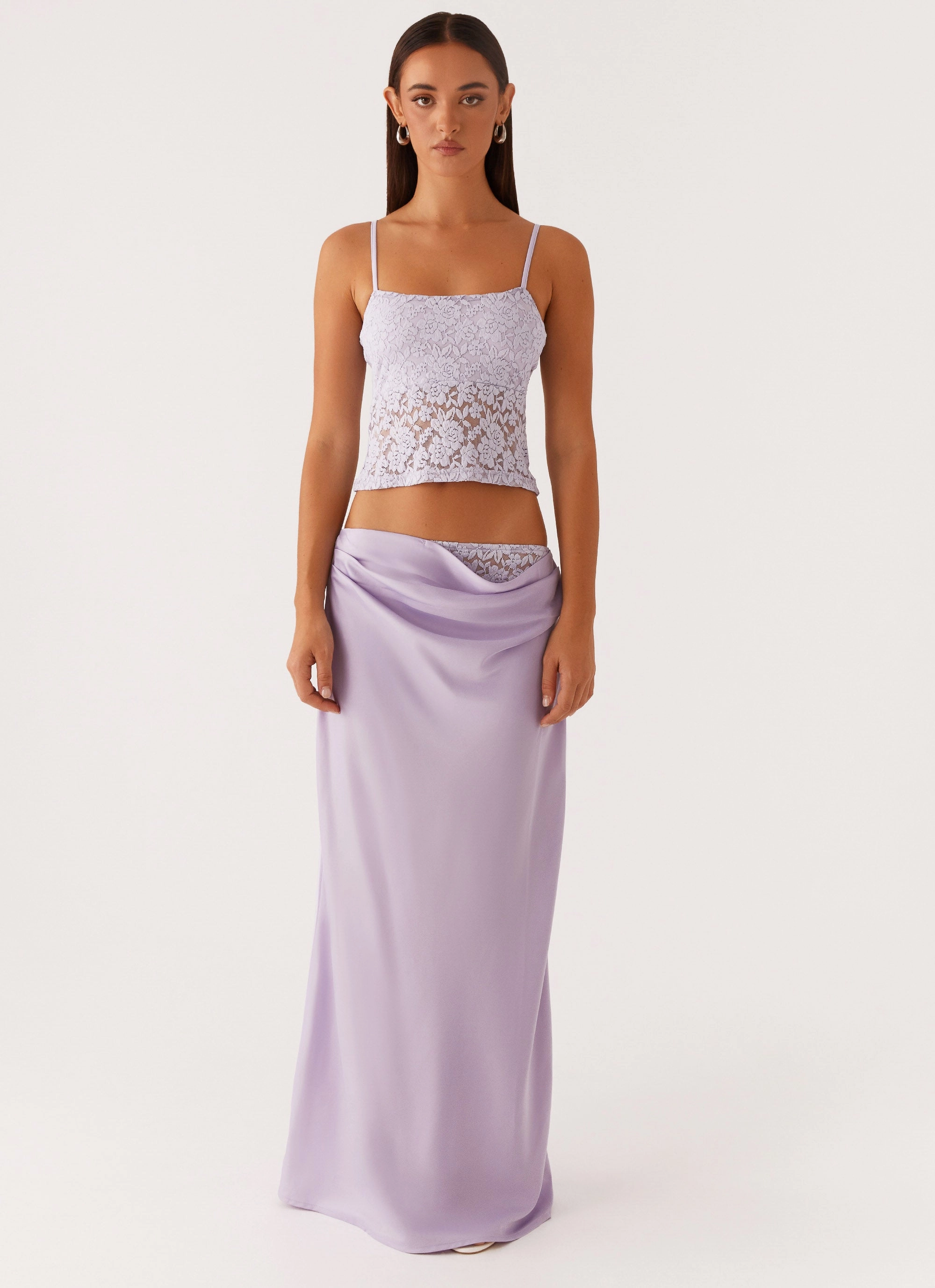 Nancy Lace Top - Lilac Garment Washed