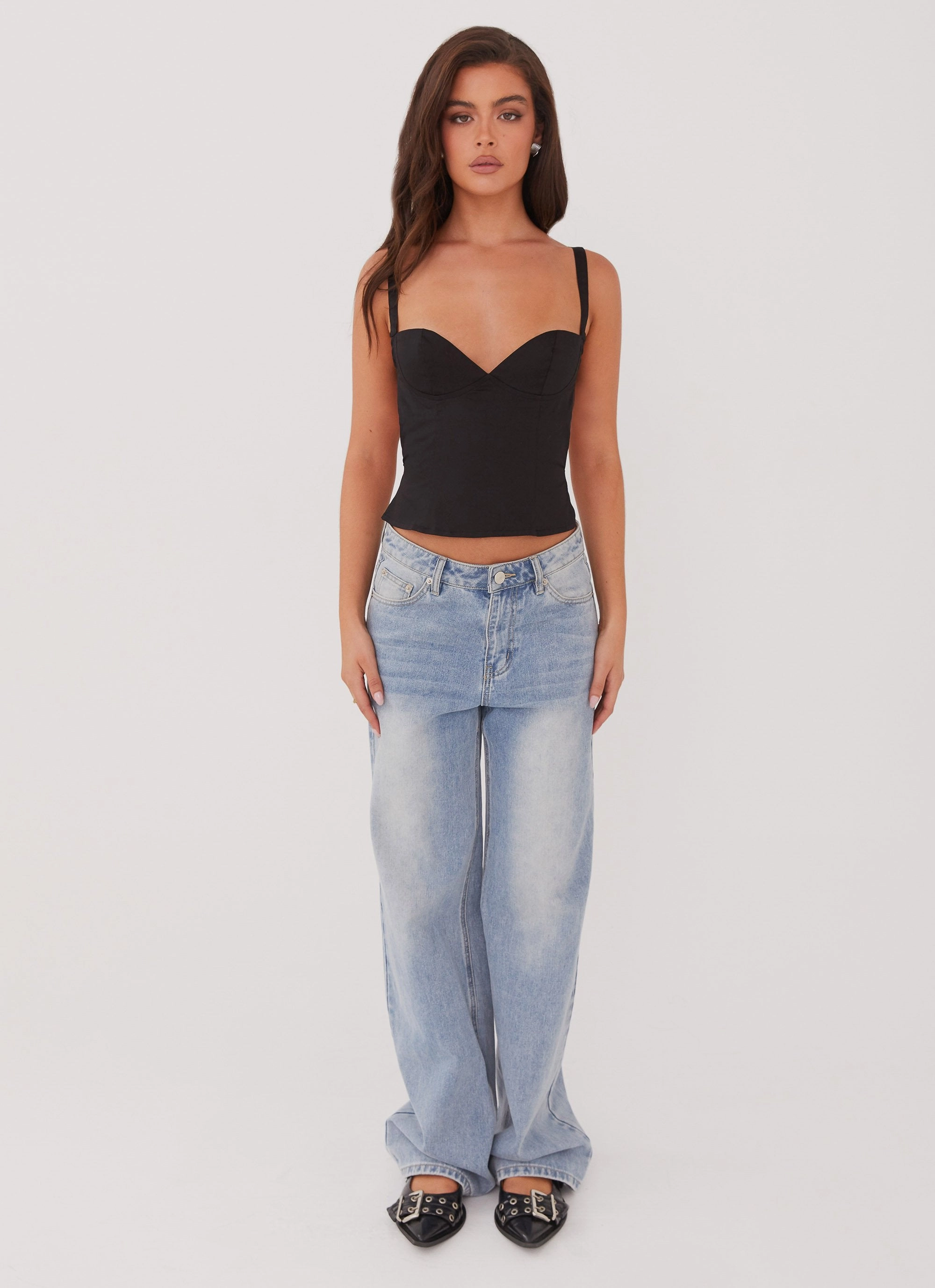 MultiDirectionalStretch Durable Stitch Pattern Naomi Backless Top - Black