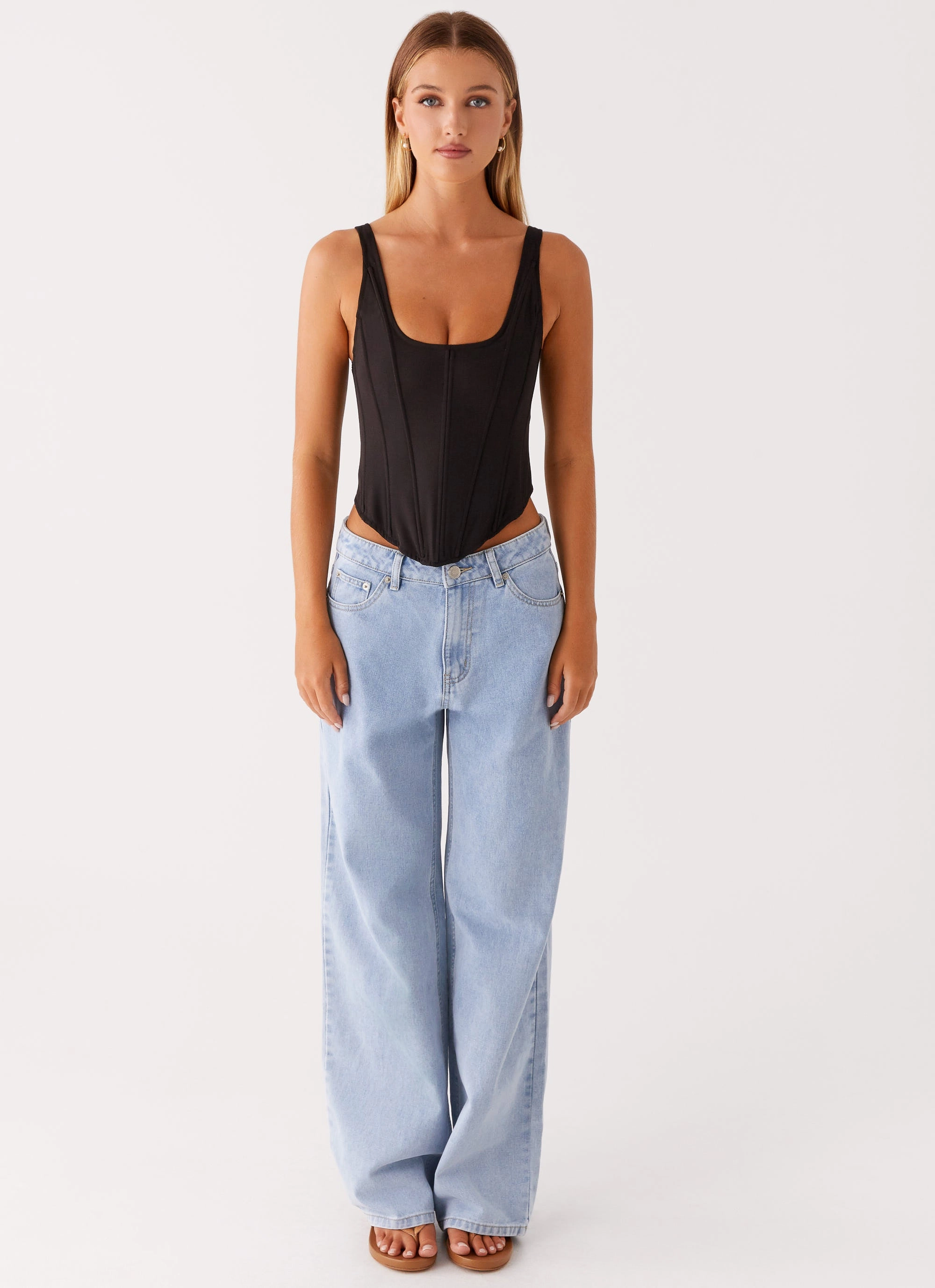 Narelle Corset Top - Black Adjustable drawstring