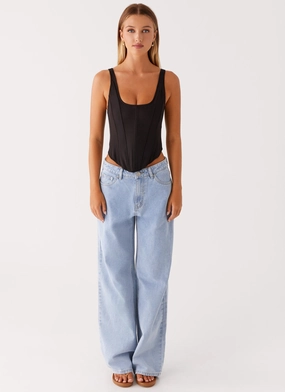 Narelle Corset Top - Black Durable Ripstop Weave Narelle Corset Top - Black Adjustable drawstring
