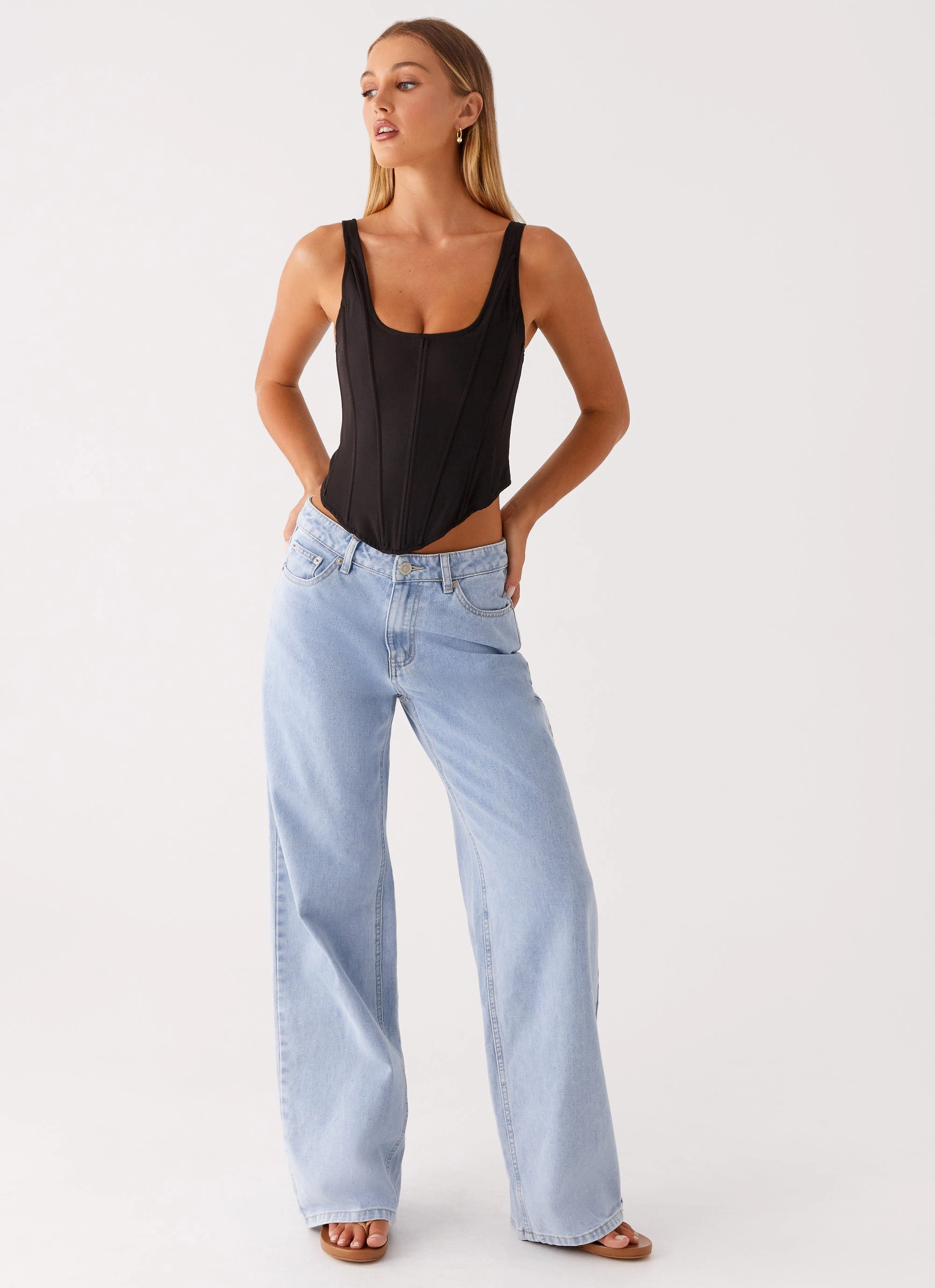 ZipperedPockets Narelle Corset Top - Black