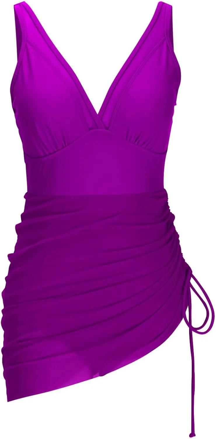NATHGAM One Piece Swimsuit Women Tummy Control Swimsuits One Piece High Waisted Bathing Suit Drawstring Slimming Swimwear