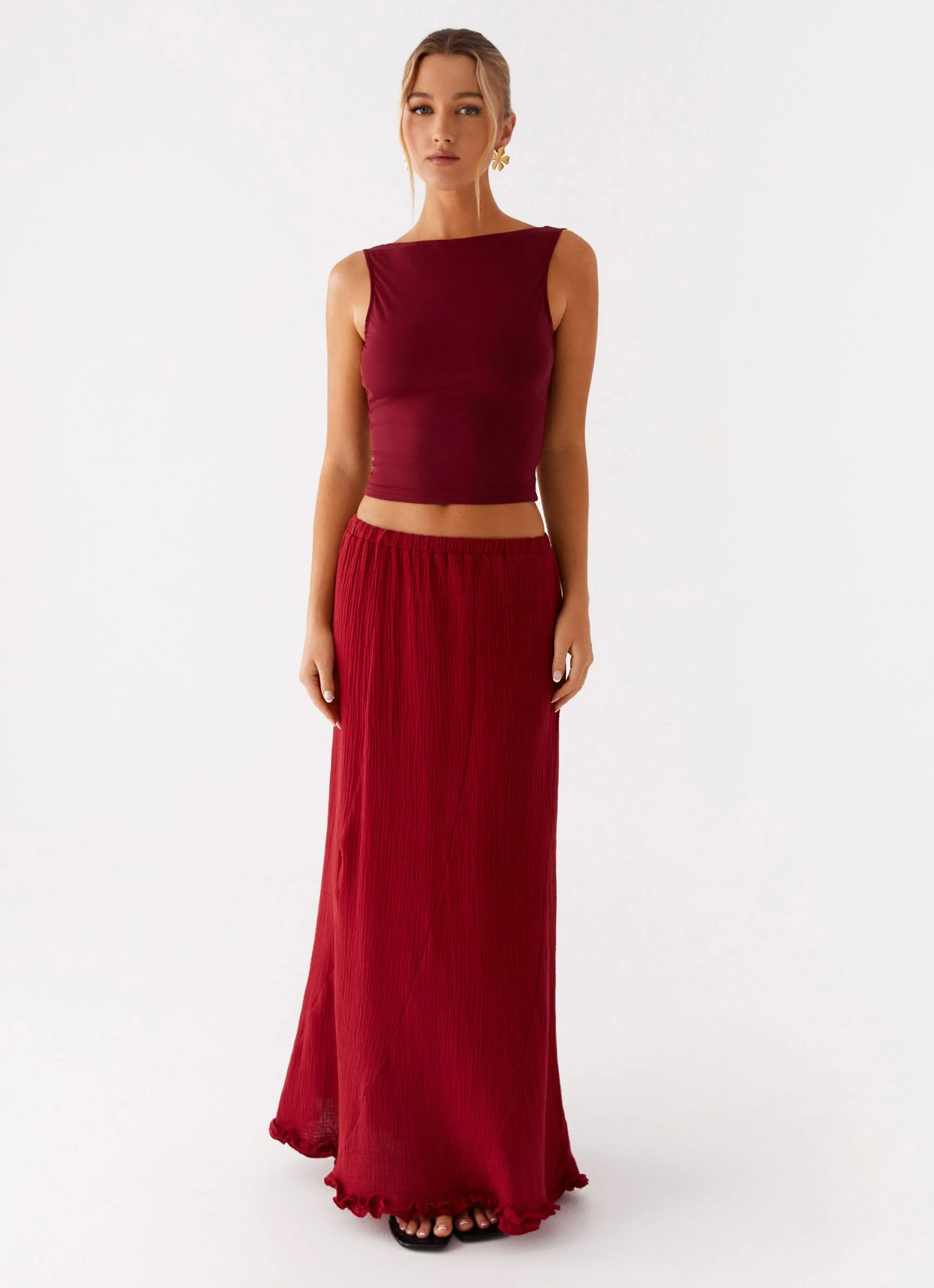Tangle Free Cuffs Chamberlain Maxi Skirt - Rhubarb