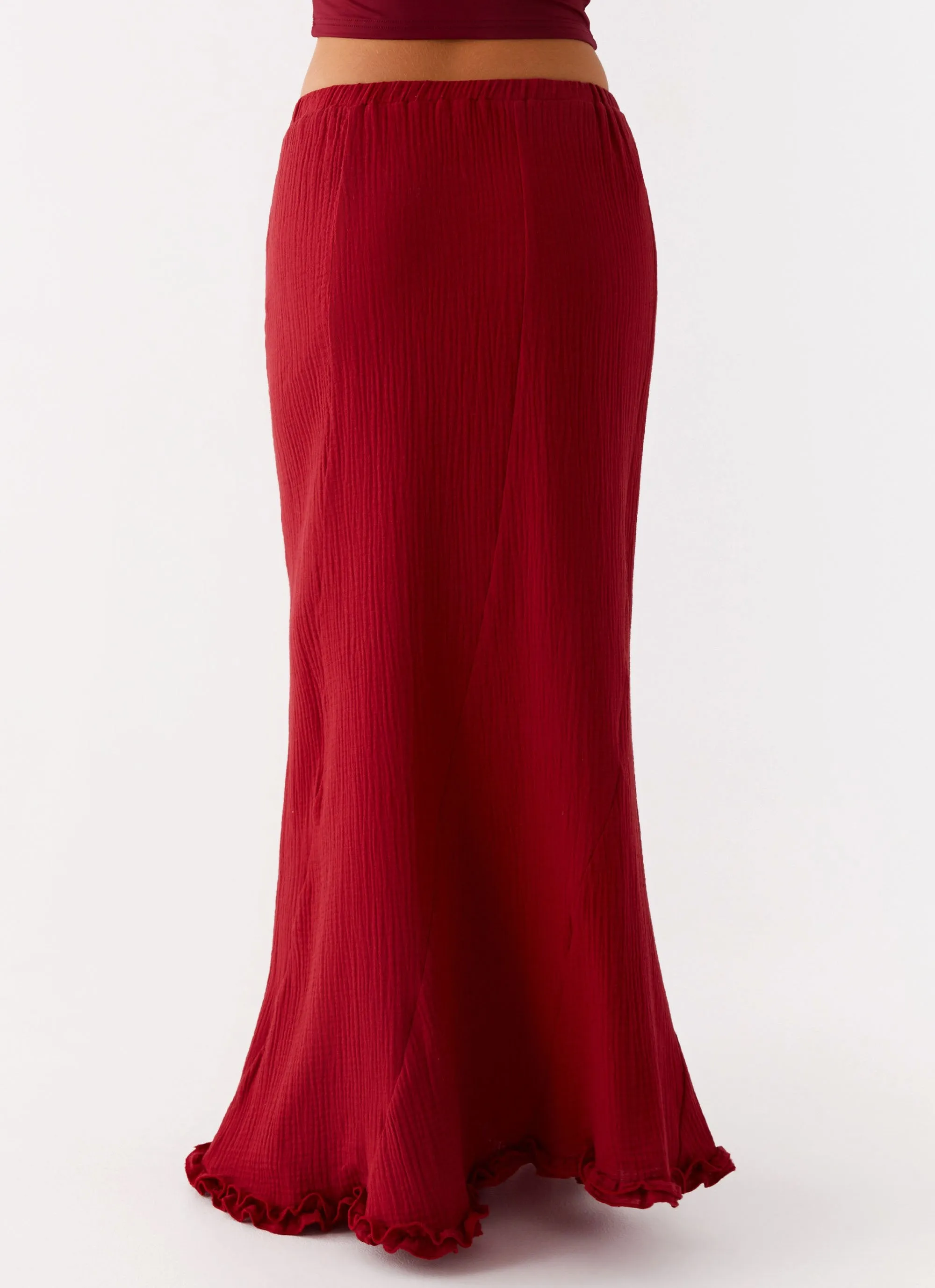 Chamberlain Maxi Skirt - Rhubarb Comfortable Waistband NoiseReducingFabric