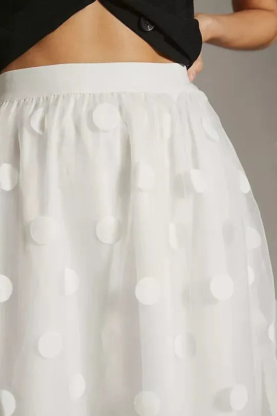 Collector??s Item Modern Combo Tulle Midi Skirt - Snowflake Dot