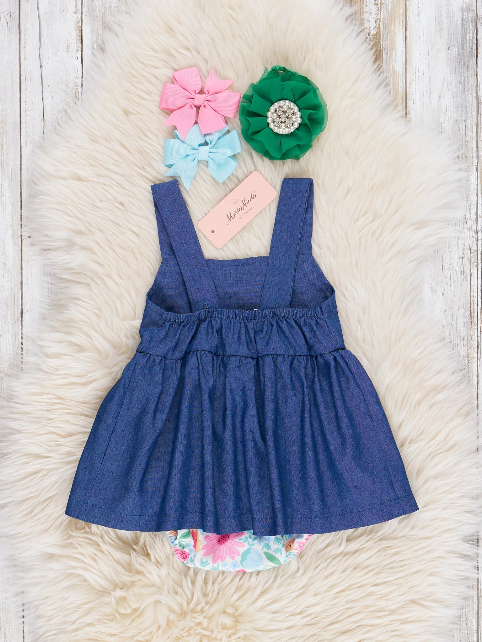 Navy Floral Ruffle Bubble