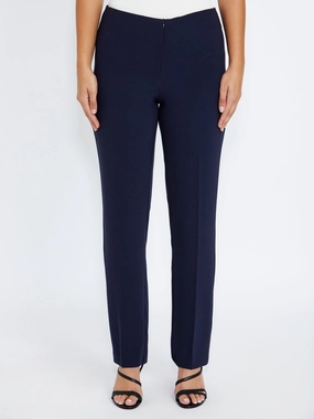 Navy Crepe Straight Leg Pant Perfect Length Basic Look Sporty Layer Navy Crepe Straight Leg Pant