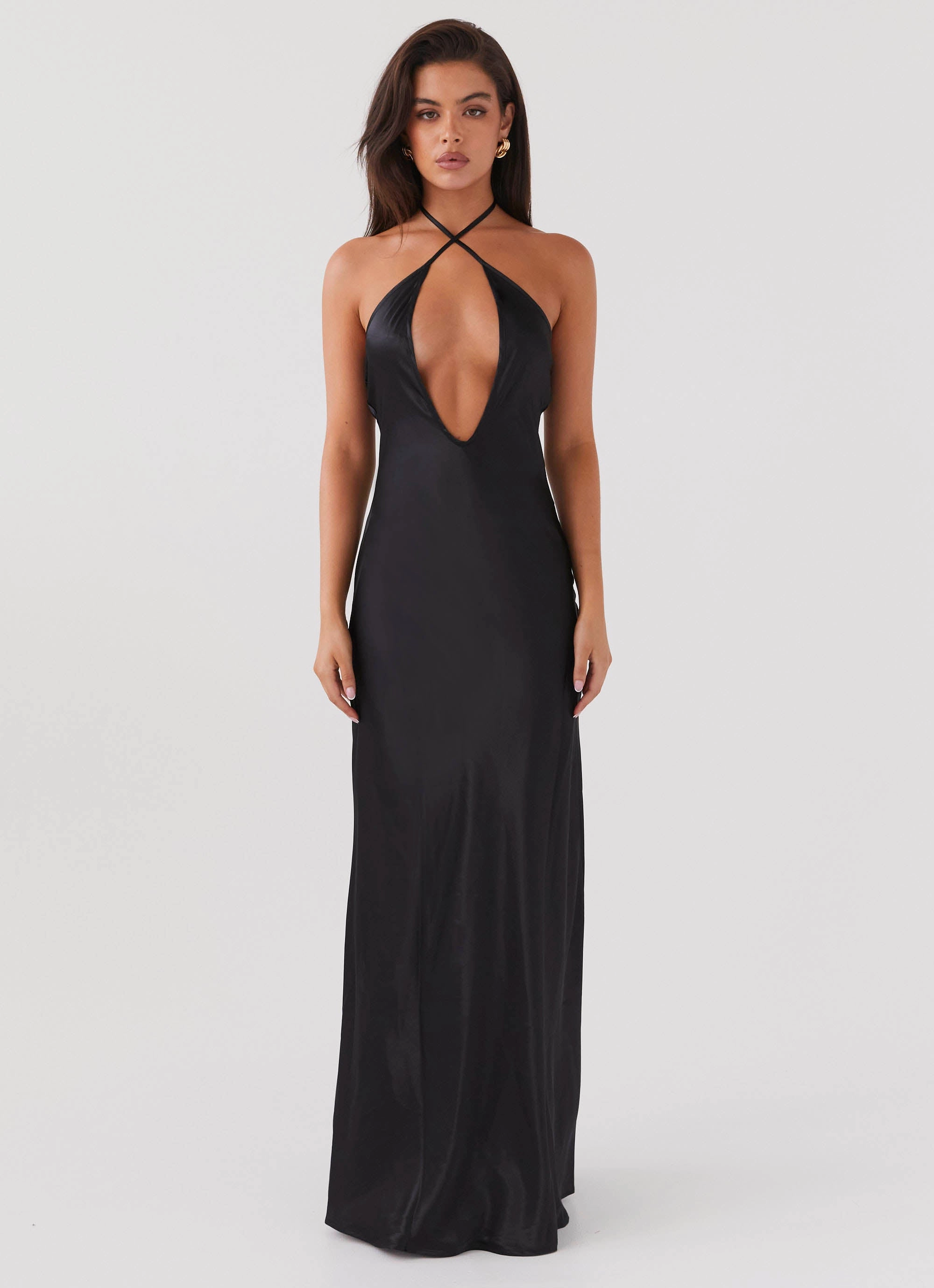 Noir Symphony Maxi Dress - Black loose silhouette Soft Outfit
