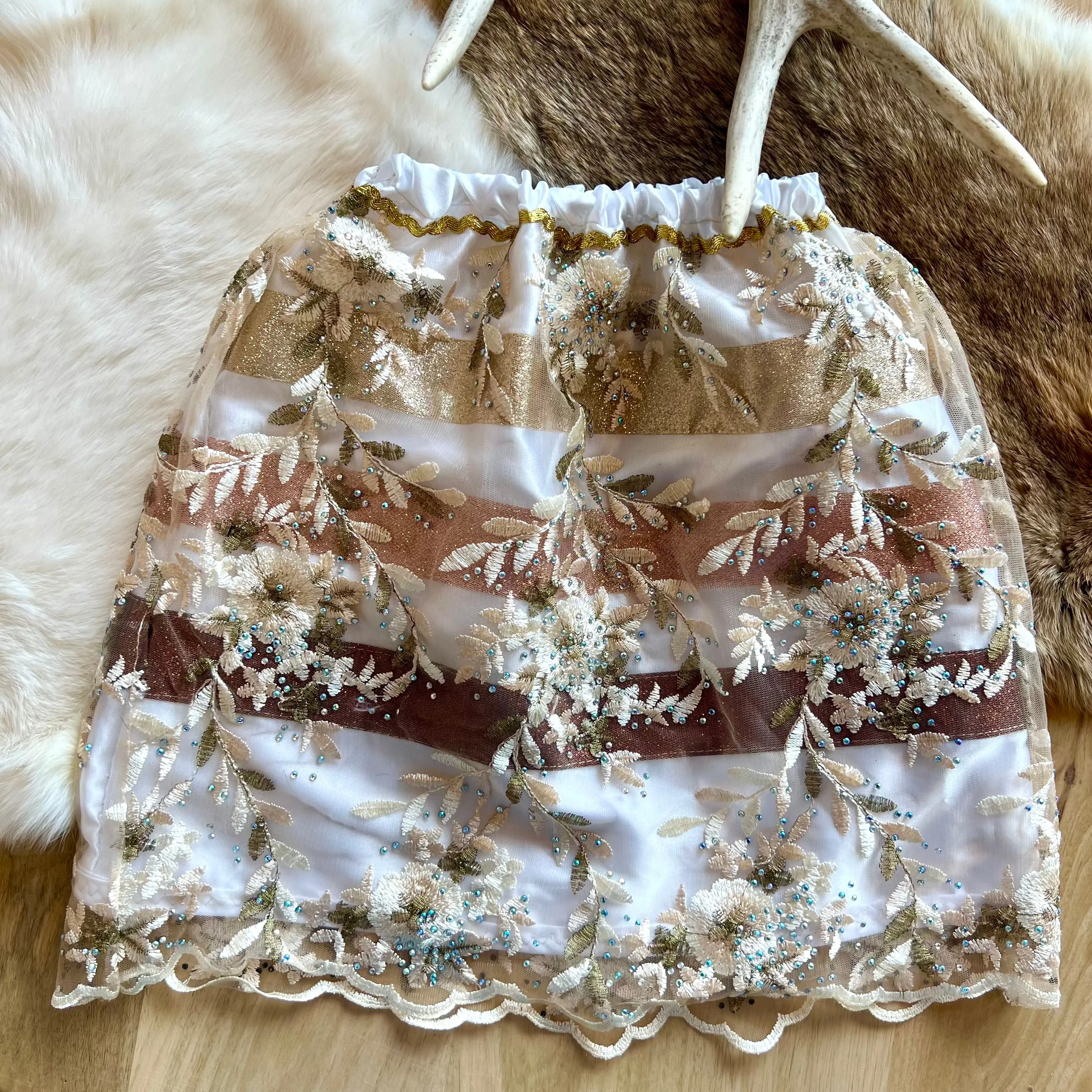 Nehiyaw Flawless Designs Cream Toddler Overlay Ribbon Skirt