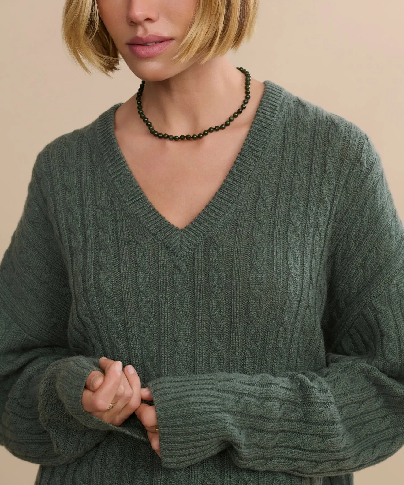 Nell V-Neck Sweater Breathable Construction Eco Friendly Material