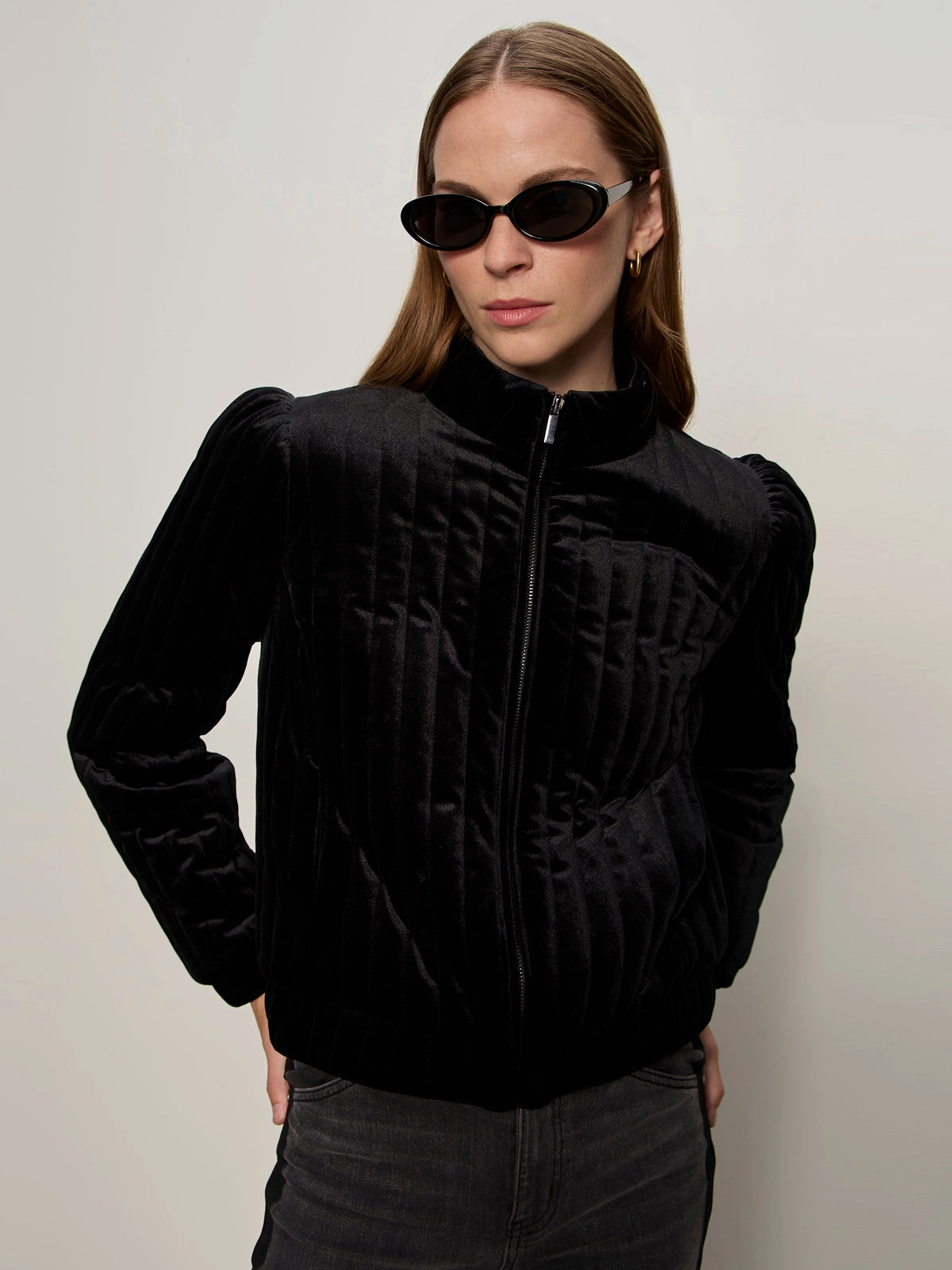 Quilted Velvet Jacket Black Non Irritating Lining Class