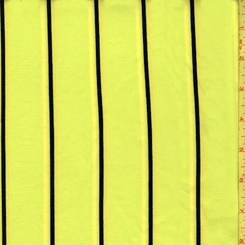 Neon Yellow Stripe Double Brushed Jersey Knit Fabric