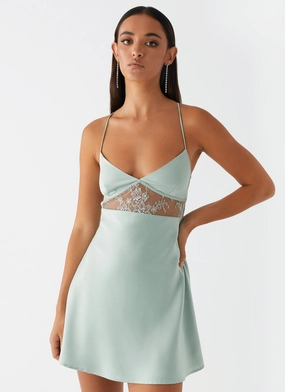 Neon Bright Korren Lace Mini Dress - Sage Korren Lace Mini Dress - Sage Cool Palette