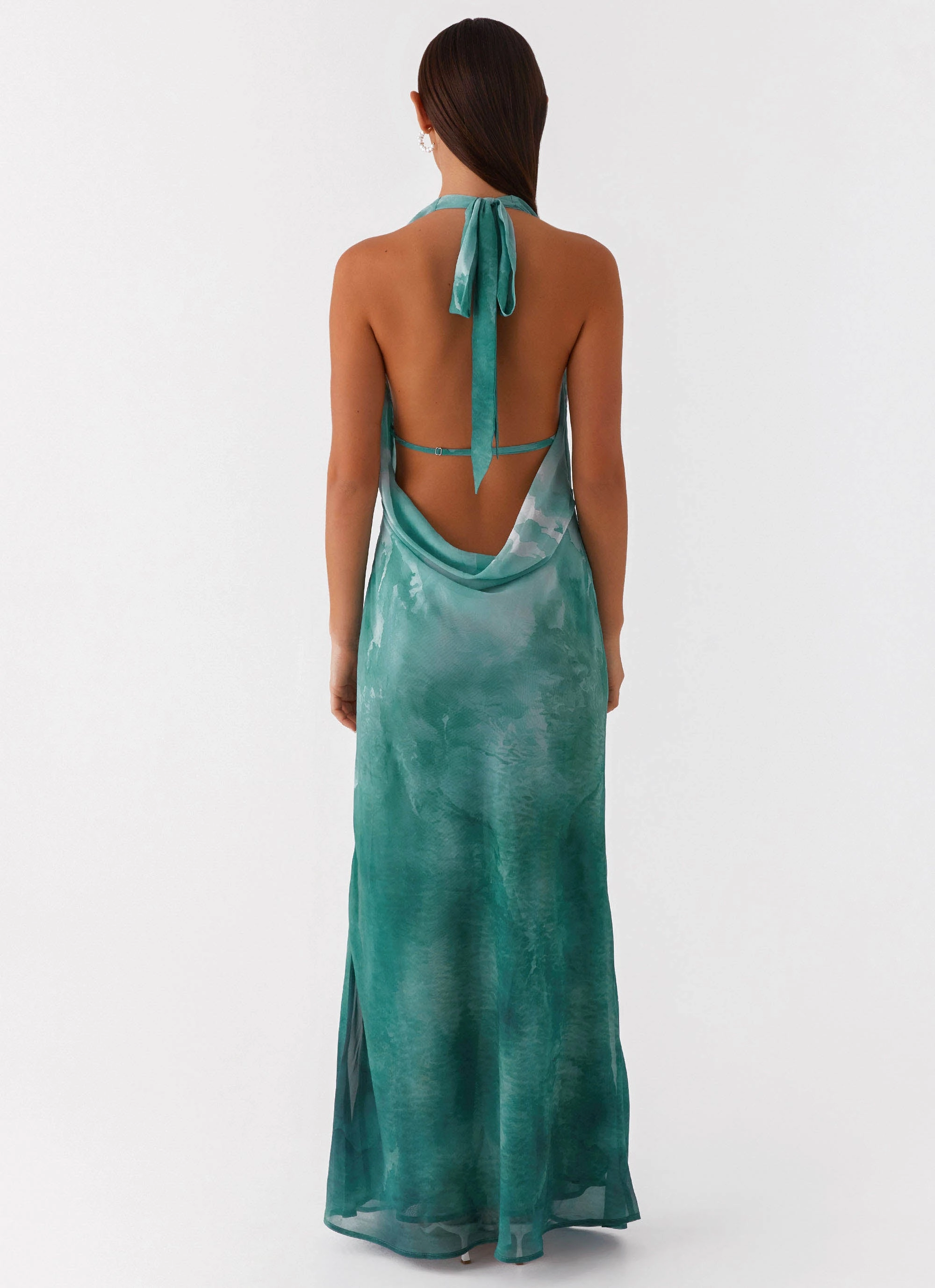 Light Rhythm sweet moment Nerissa Cowl Neck Maxi Dress - Green Tie Dye