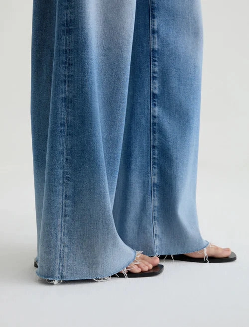 fade resistant color Softened Lining AG Stella Wide Leg Plazzo Jeans - Abyss