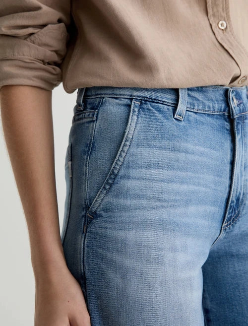 No Gap Waistband Base Fit Piece AG Stella Wide Leg Plazzo Jeans - Abyss