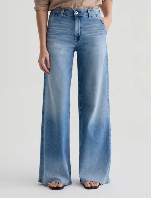 Date Night Sunny Vibes AG Stella Wide Leg Plazzo Jeans - Abyss