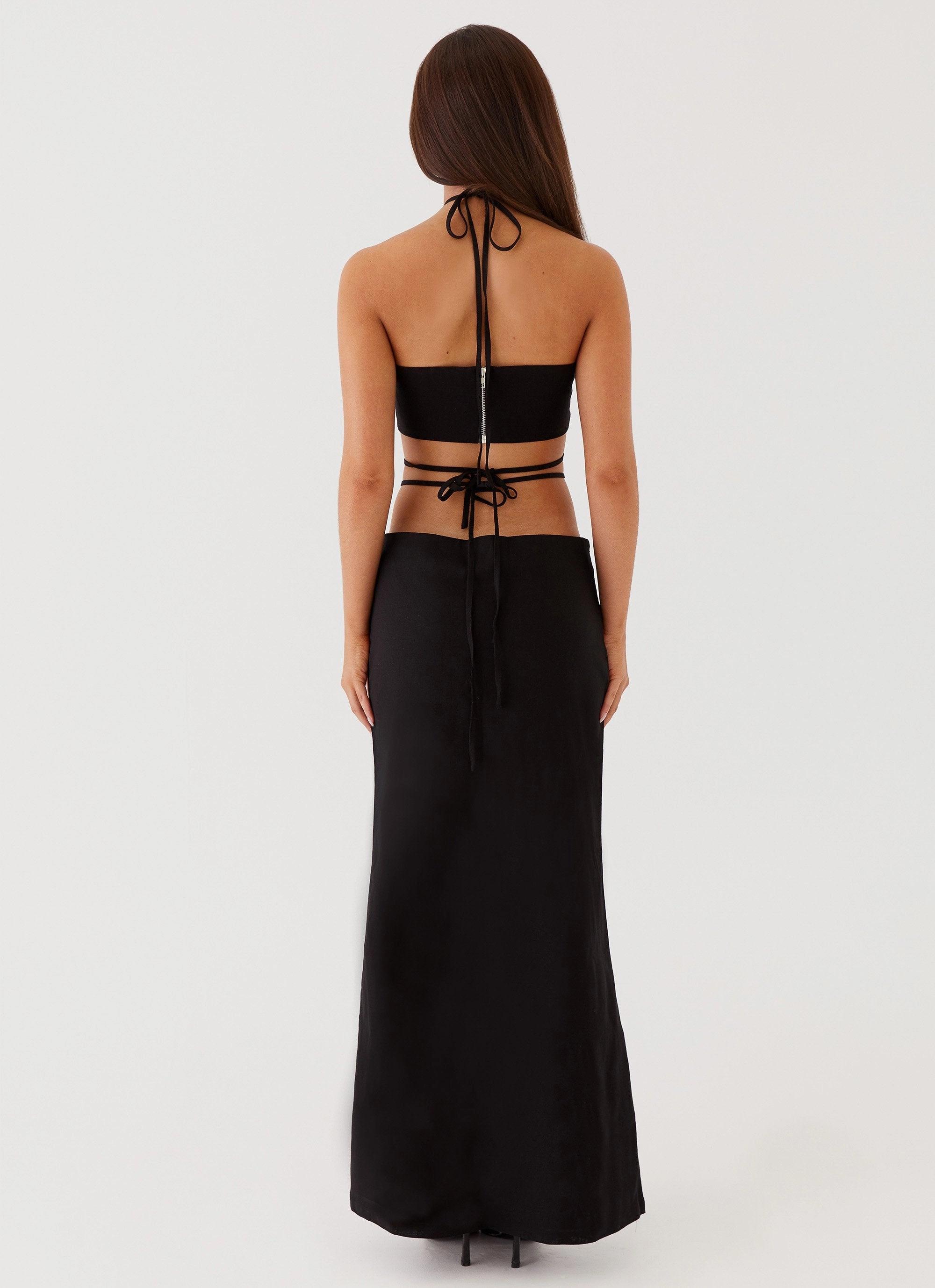 Neveah Beaded Halter Top - Black CompressionFit Anti Pilling Technology