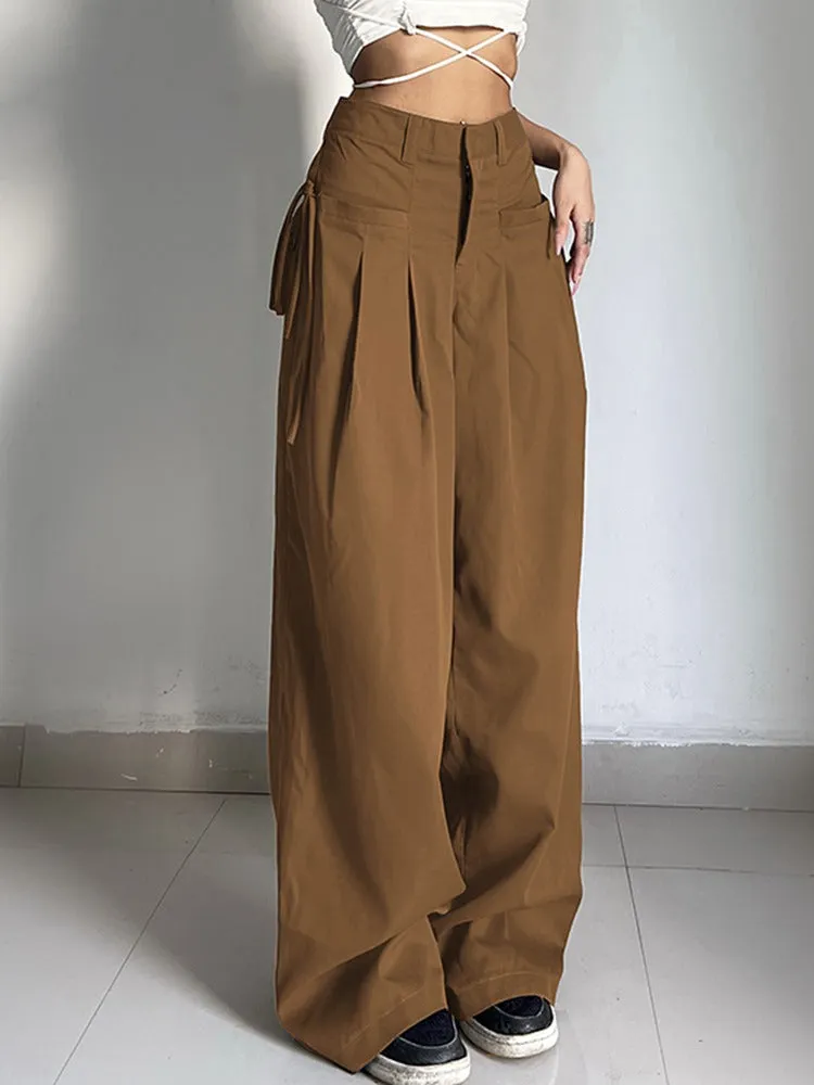 New Orleans High Waist Wide Leg Pleated Trousers