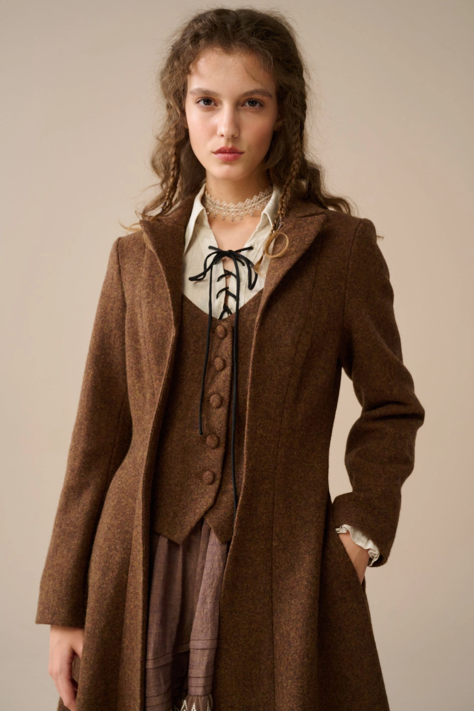 Doreen 15 |Vest-Layered 100% Wool Coat Dream Look Smart Cut