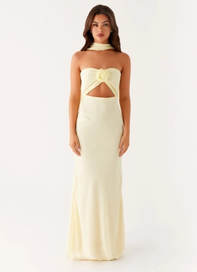 New Light Maxi Dress - Yellow Stylish Wear Removable-Straps New Light Maxi Dress - Yellow