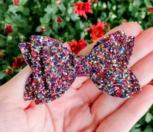 Newborn Fall Vibes Mini Stacked Glitter Mix Bow Headband | Hair Clip