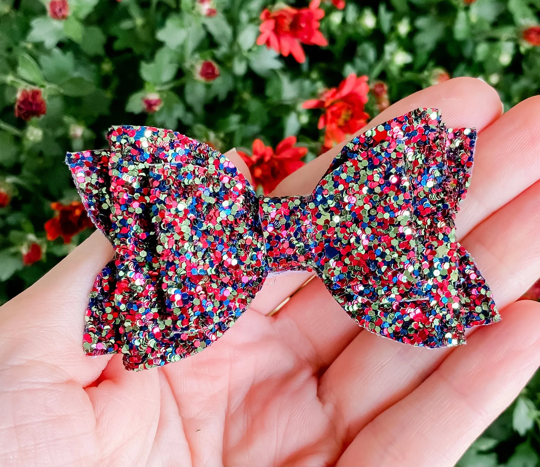 Newborn Fall Vibes Mini Stacked Glitter Mix Bow Headband | Hair Clip