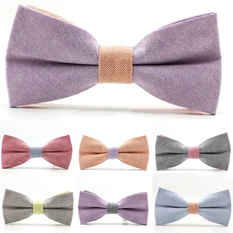 Newest men bowtie neck tie cotton wedding bow ties butterfly cravat neck tie solid color accessories