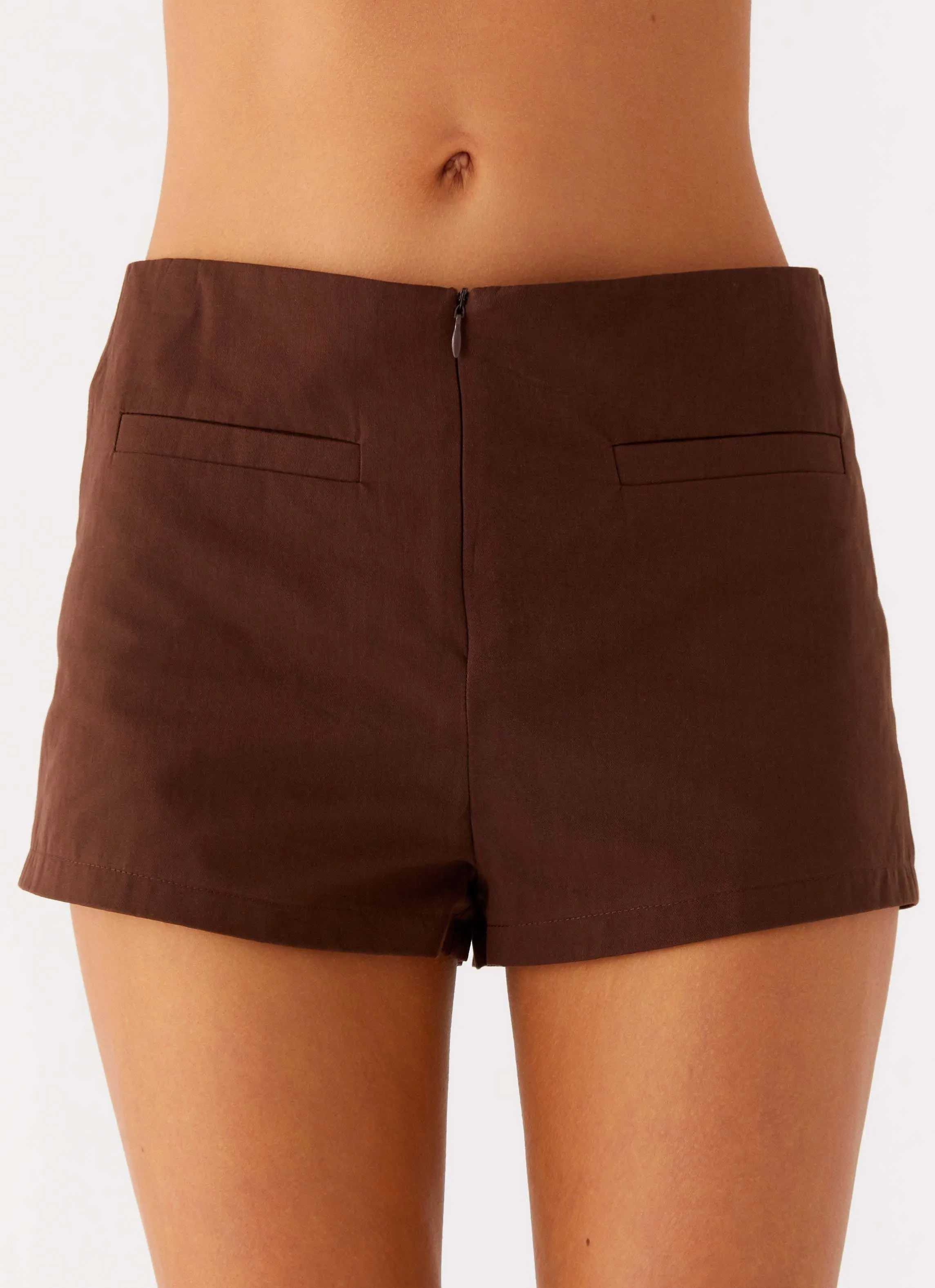 Nia Micro Short - Chocolate stain resistant coating Flexible Performance Wear