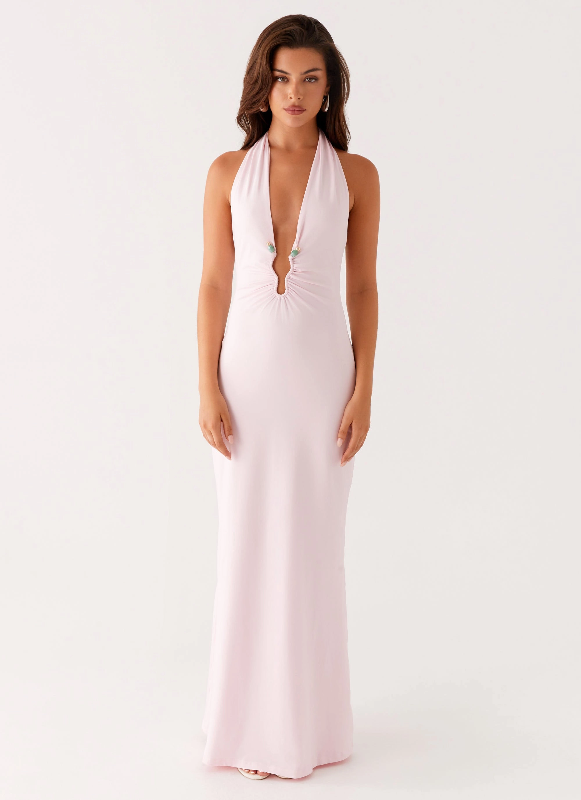 Nicola Maxi Dress - Pink Lightweight-Lining Polished Layer