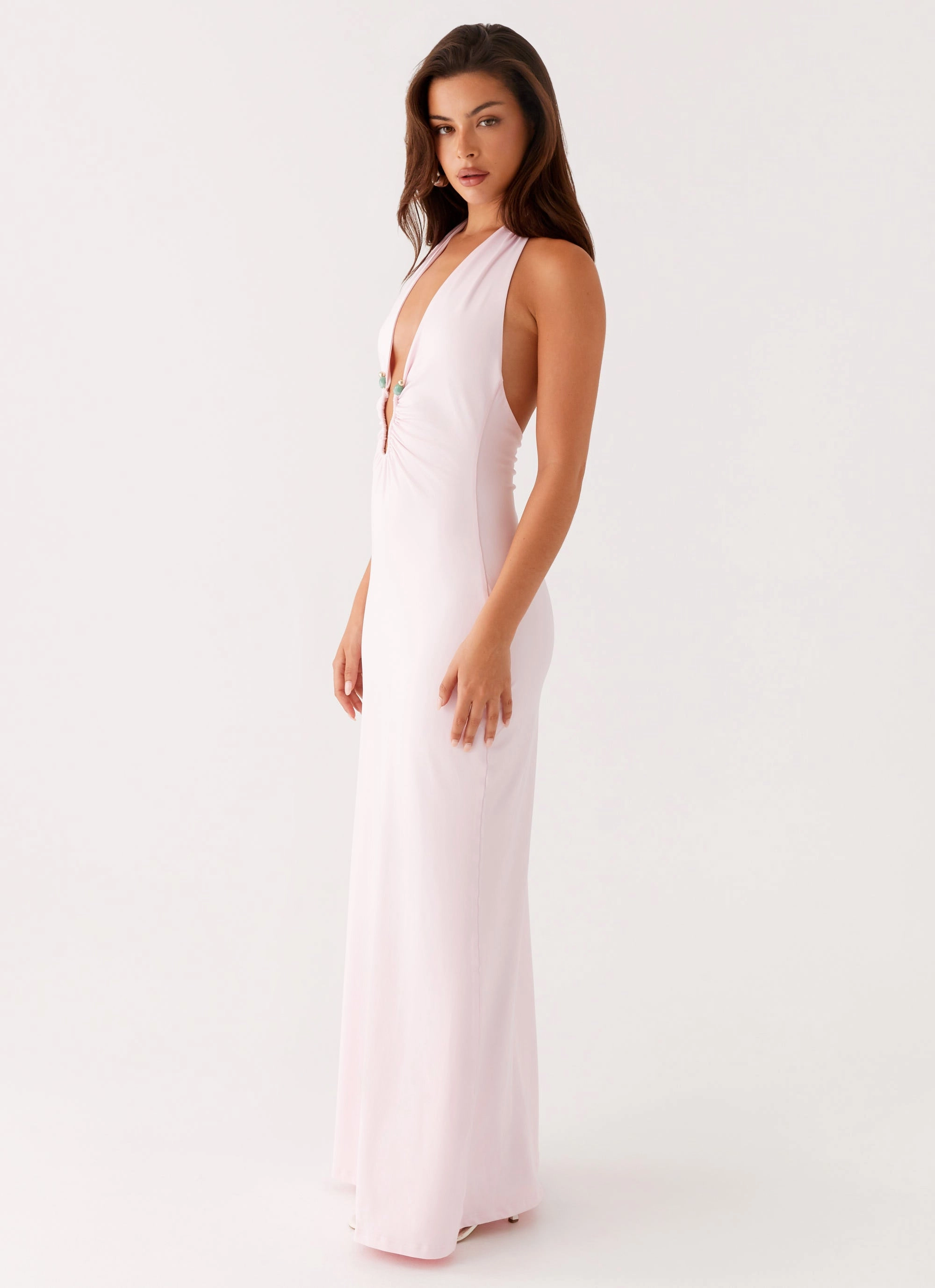 Front-Zip Comfortable and Flattering Nicola Maxi Dress - Pink