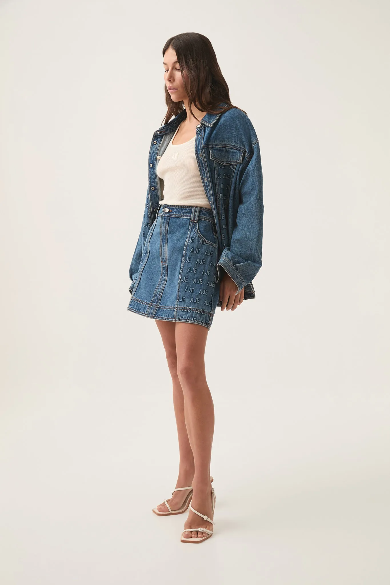Nika Logo  Denim Mini Skirt