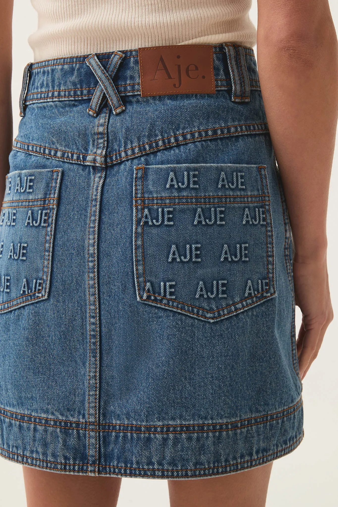 Nika Logo  Denim Mini Skirt