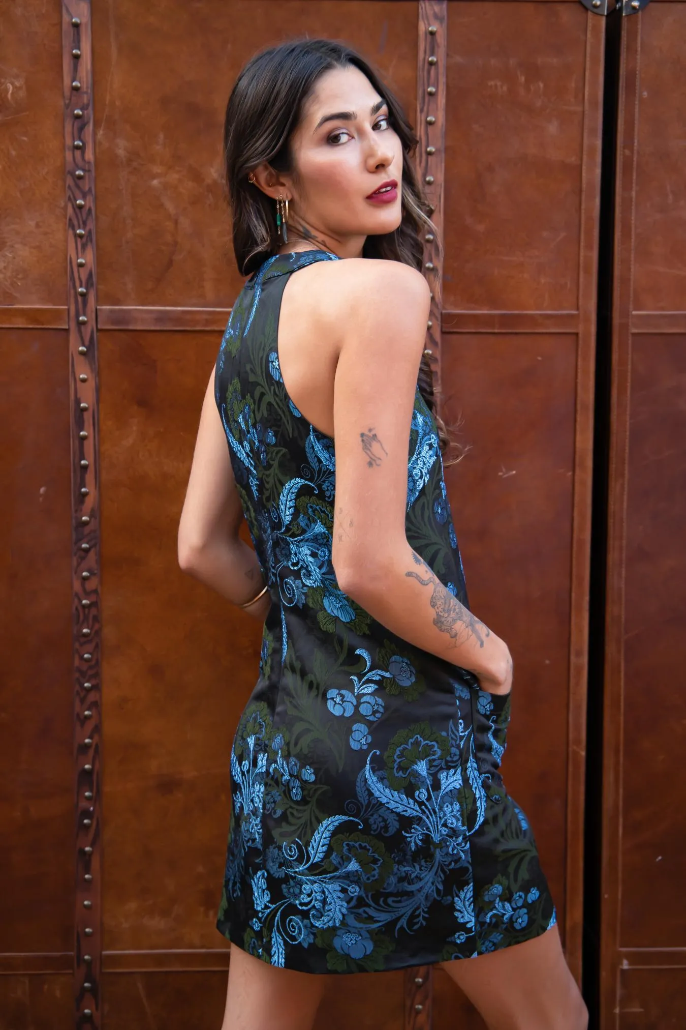 Charming Design Easy Draping Nina Dress - Teal Motif