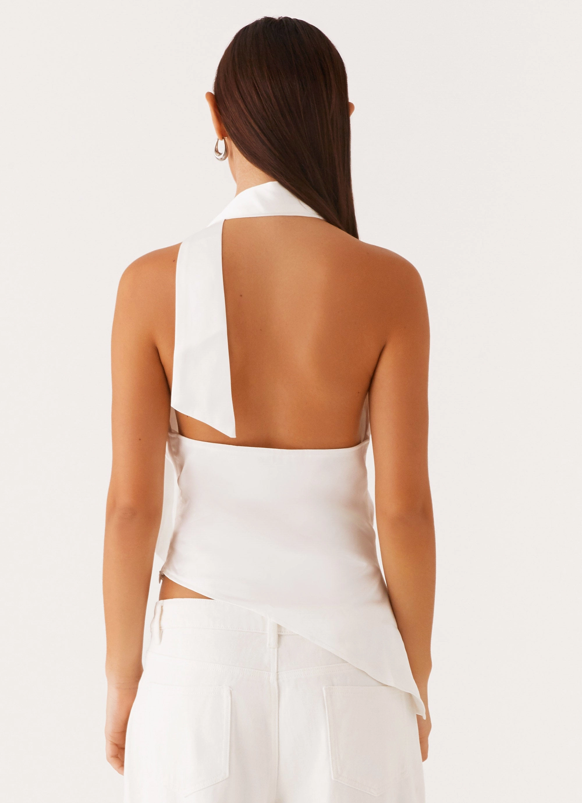 Nina Halterneck Scarf Top - White FoamReinforcedCollar