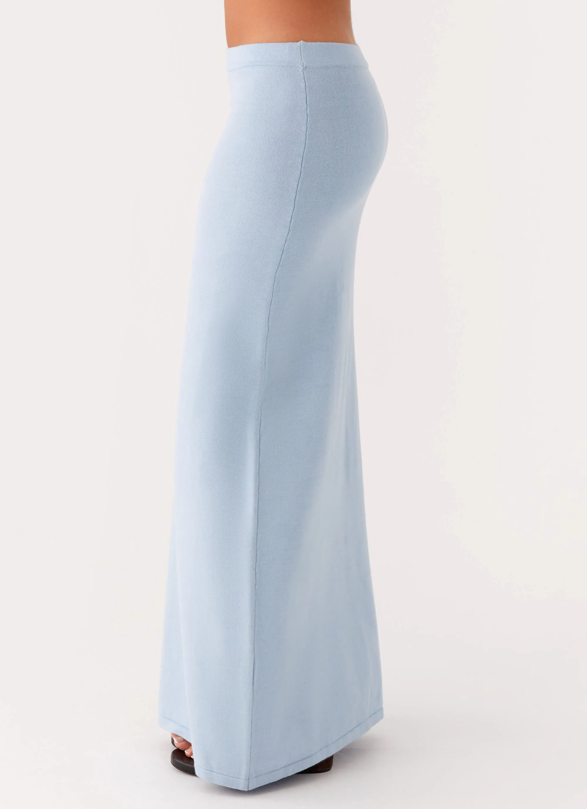 Anti Static Lining Durable Fit Anastasia Knit Maxi Skirt - Blue