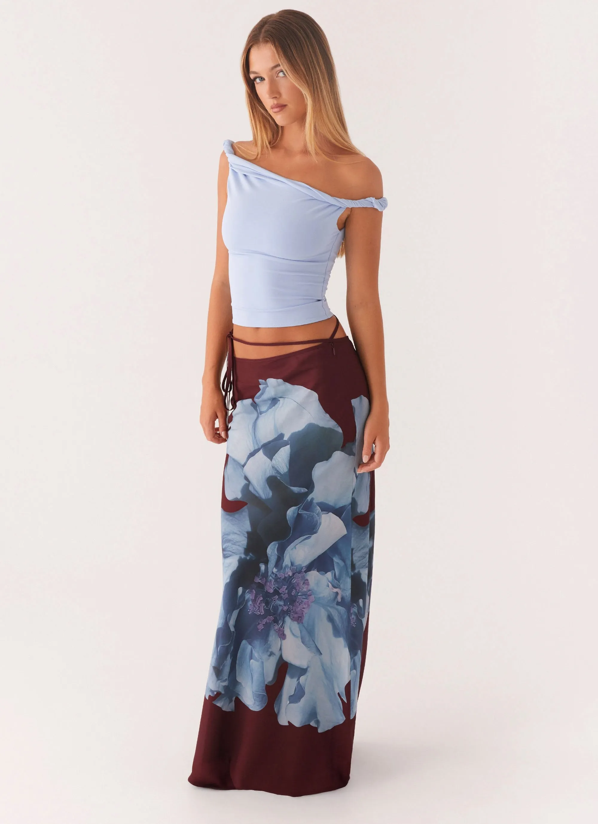 Active Layer Michelle Maxi Skirt - Maroon Print