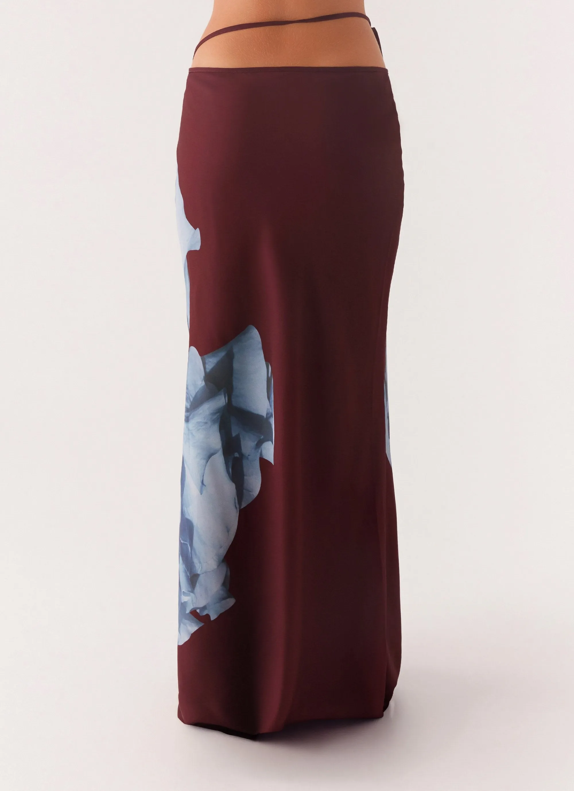 Michelle Maxi Skirt - Maroon Print ElasticCuffs