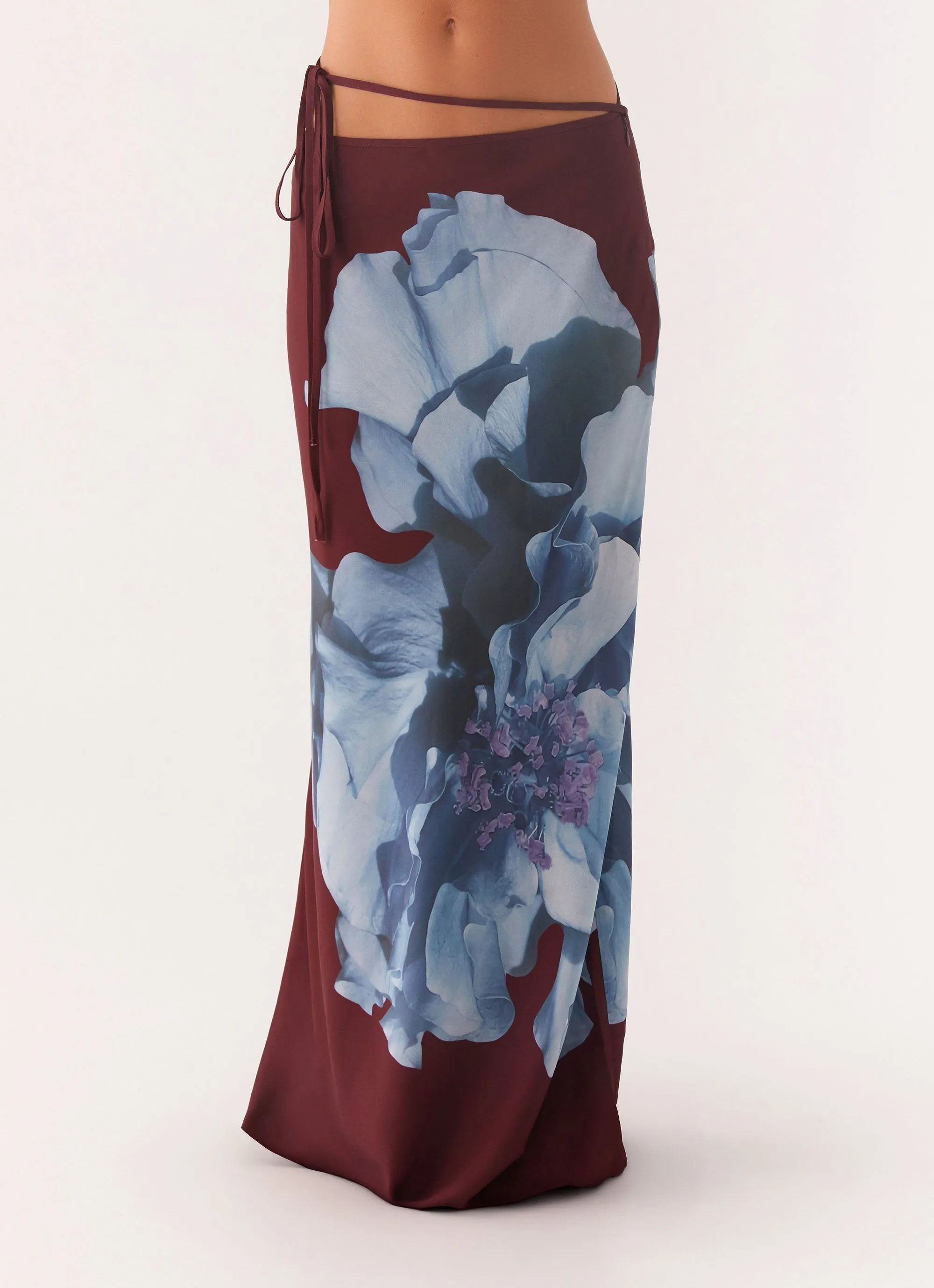 No Irritation Seams Michelle Maxi Skirt - Maroon Print