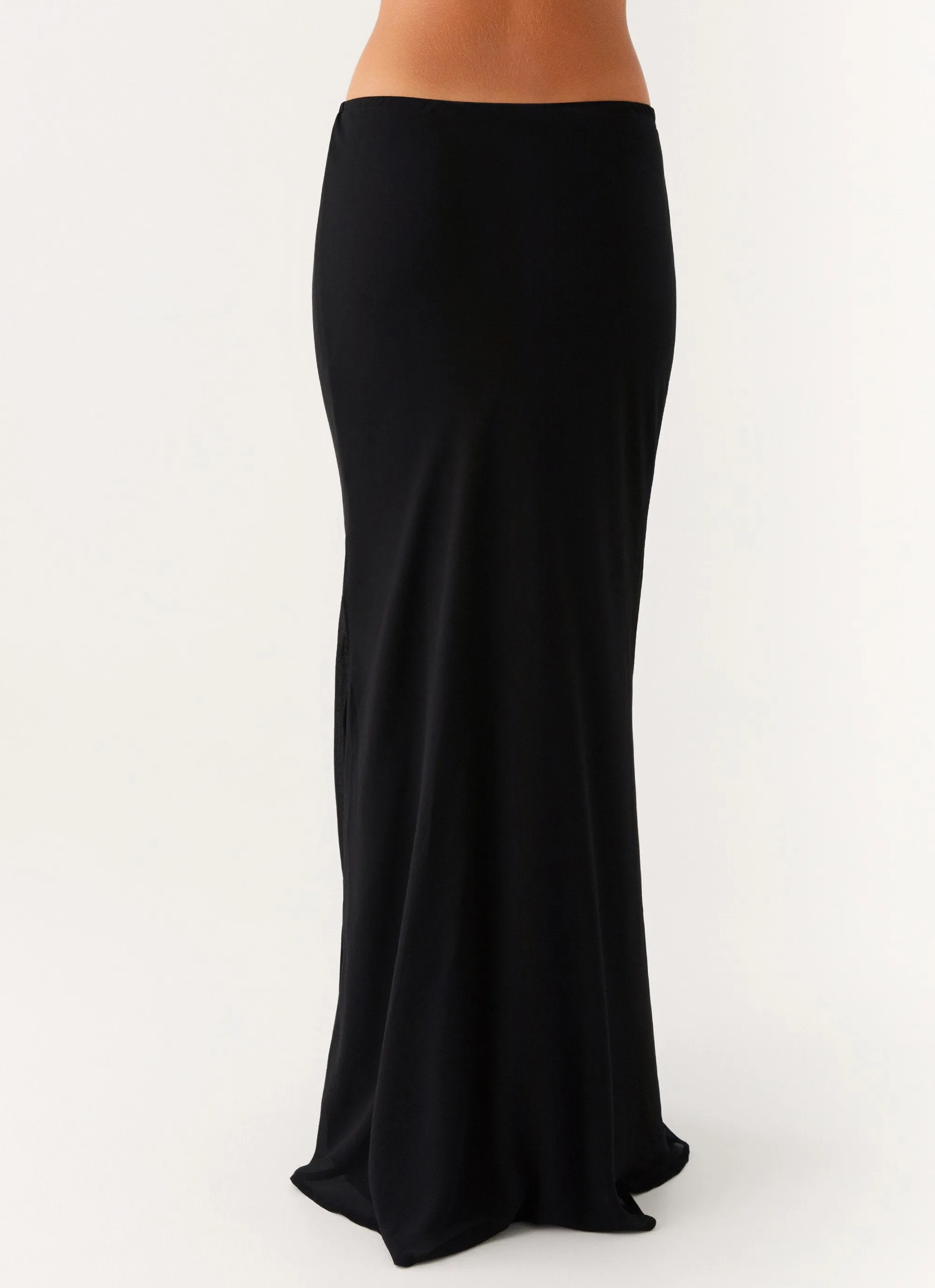 SoftTouchFinish HighRiseWaist Canyon Chiffon Maxi Skirt - Black