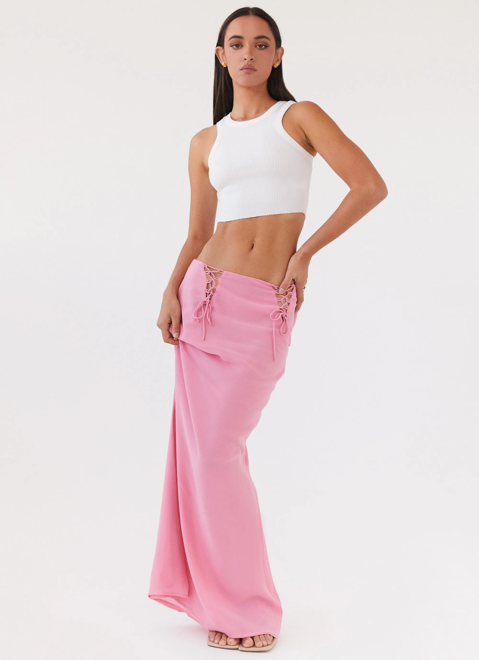 Chella Tie Up Skirt - Pink EcoFriendlyBlend