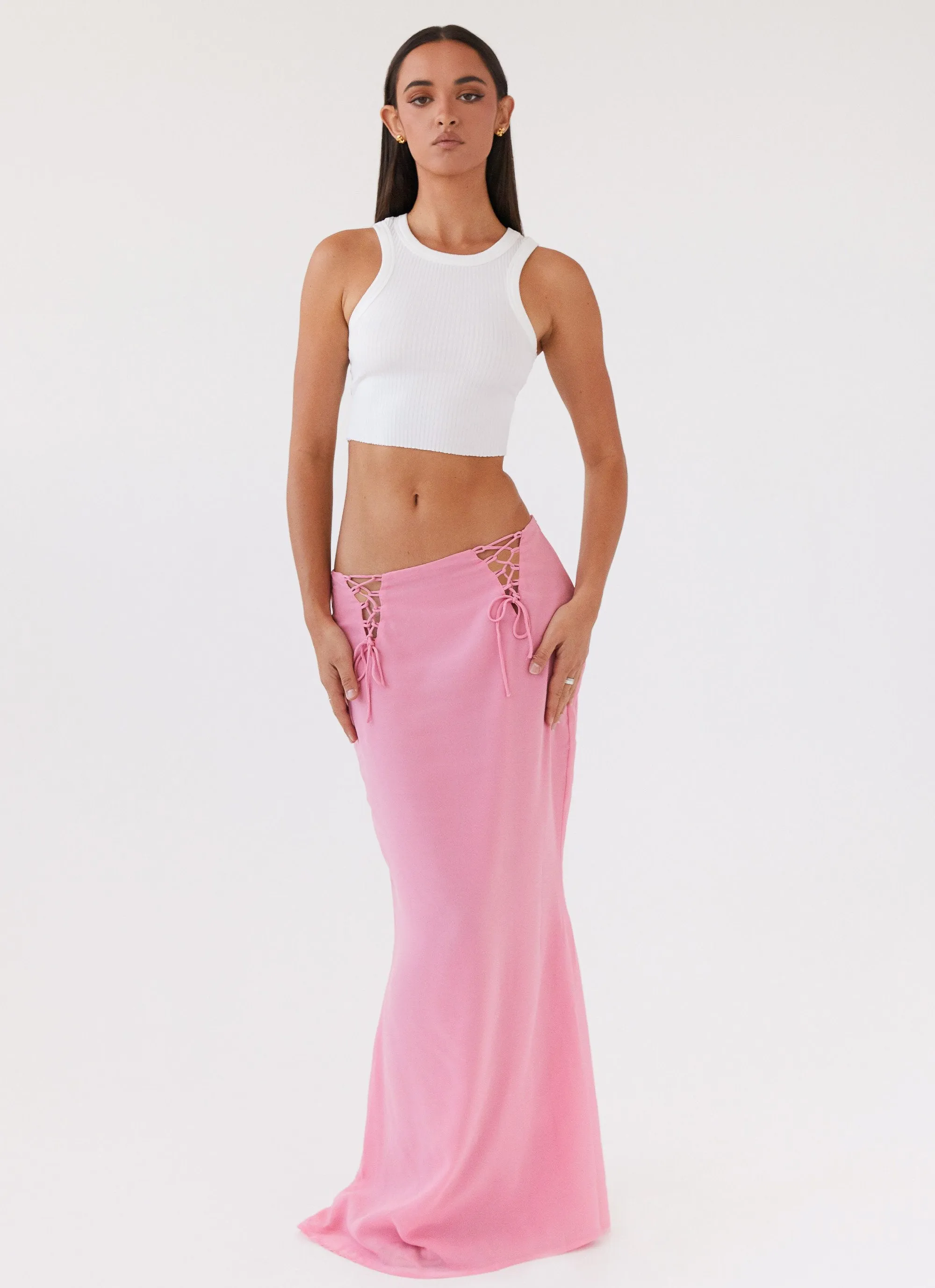 Anti Pilling Chella Tie Up Skirt - Pink