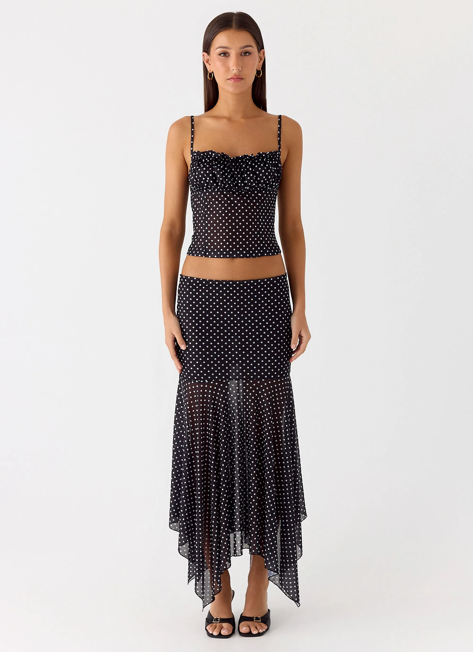 Buffy Maxi Skirt - Black Polkadot Flexible Look