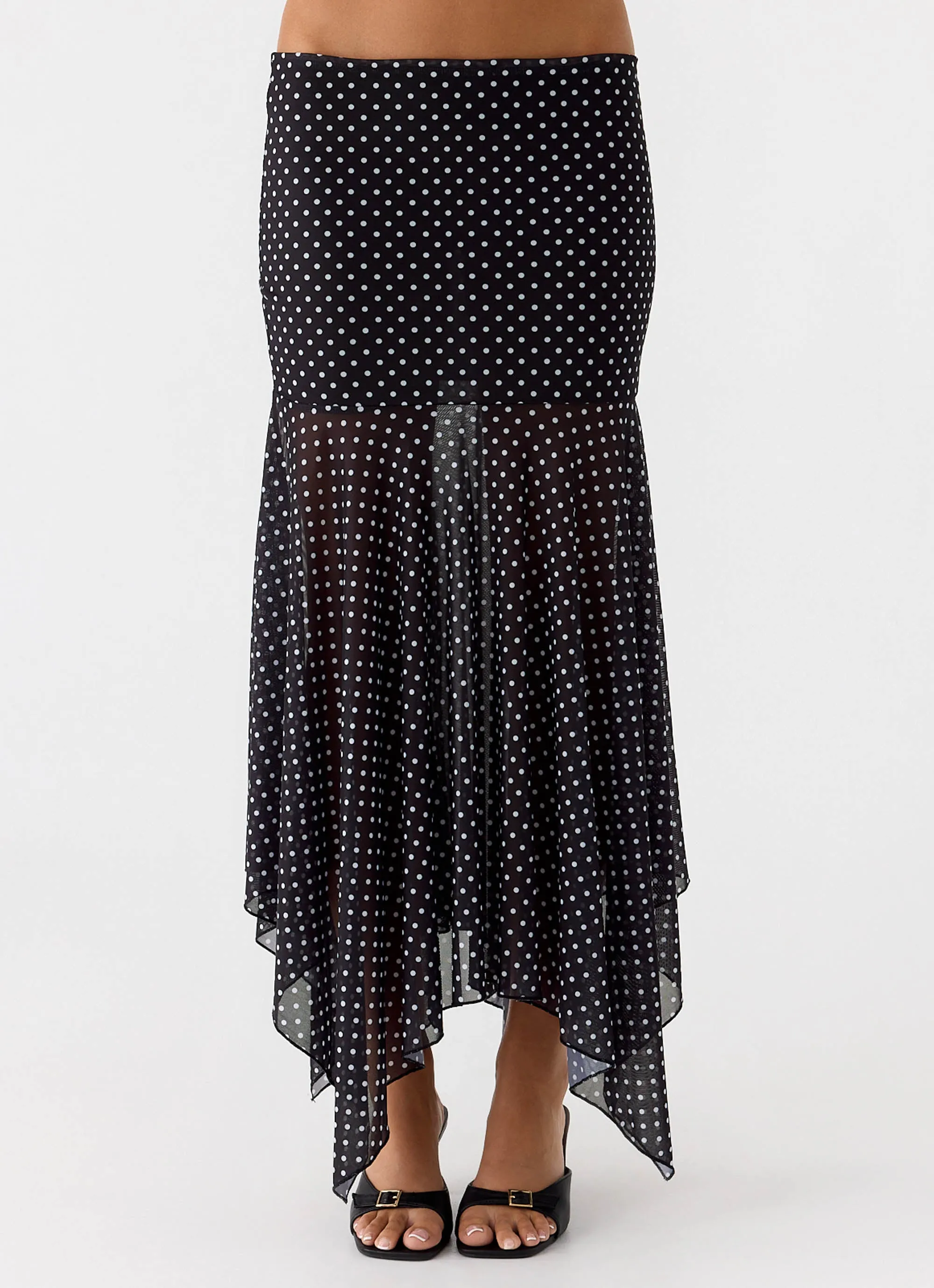 Lightweight insulation Smart Look Buffy Maxi Skirt - Black Polkadot