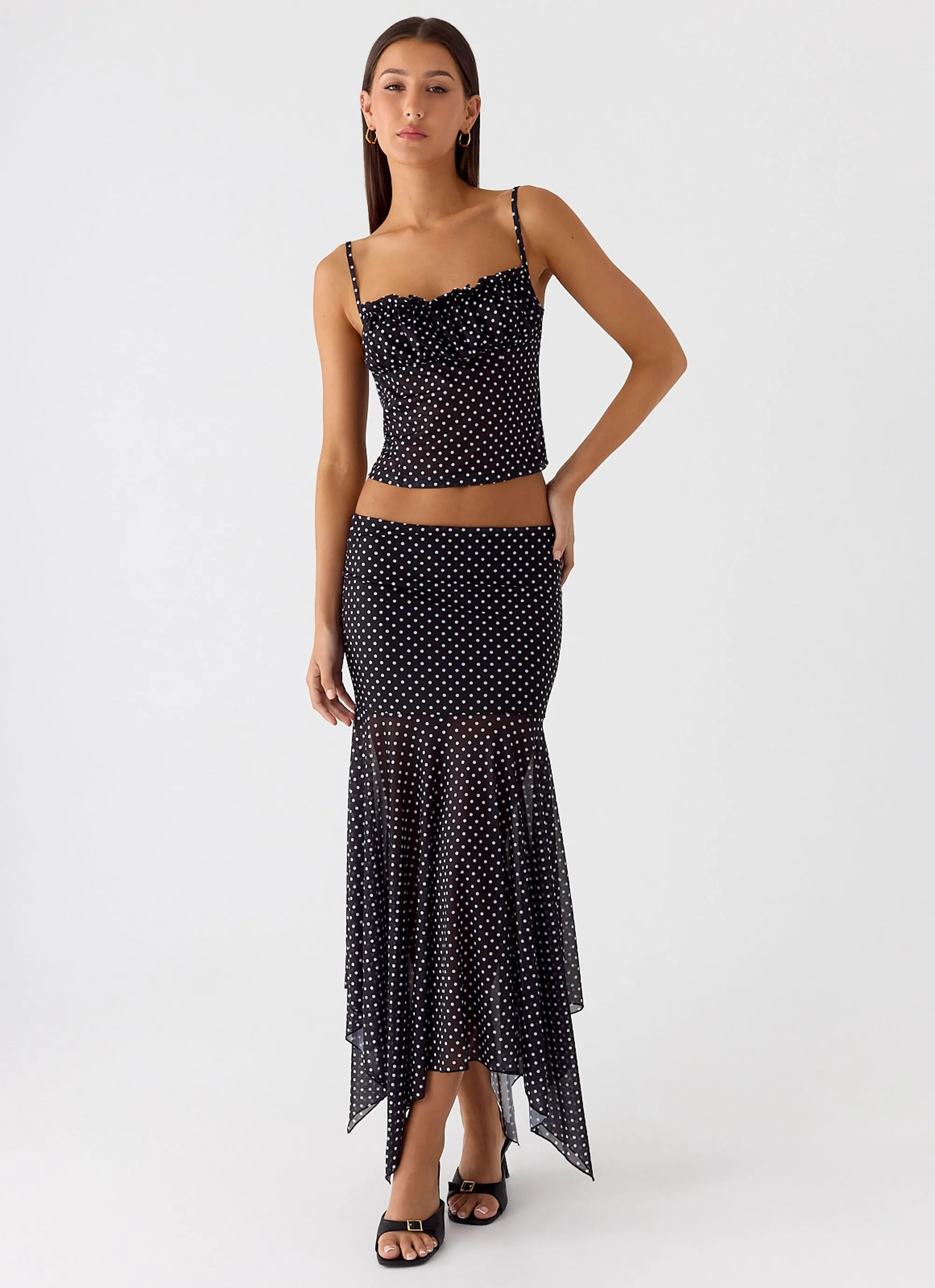 Buffy Maxi Skirt - Black Polkadot Minimal Fit