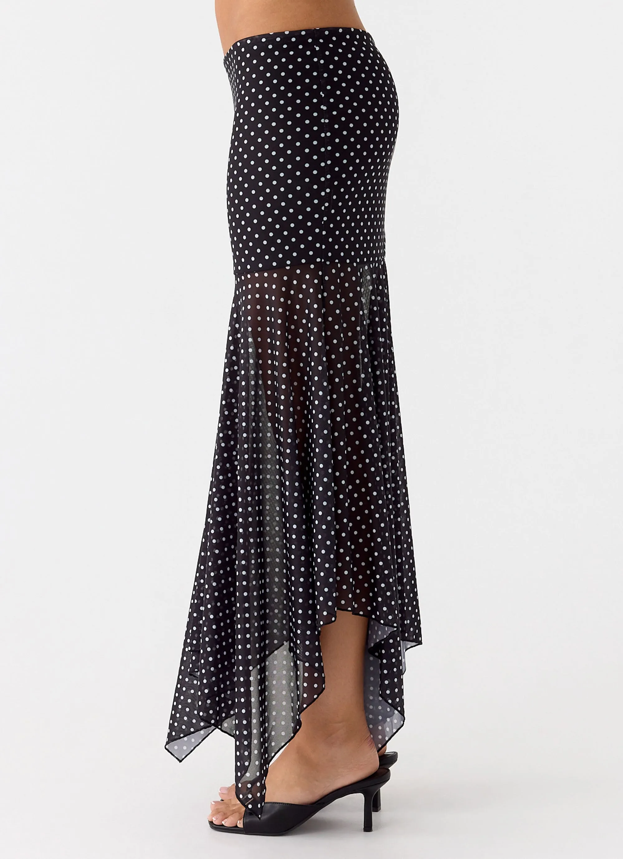 Fashion Comfort Wear Buffy Maxi Skirt - Black Polkadot