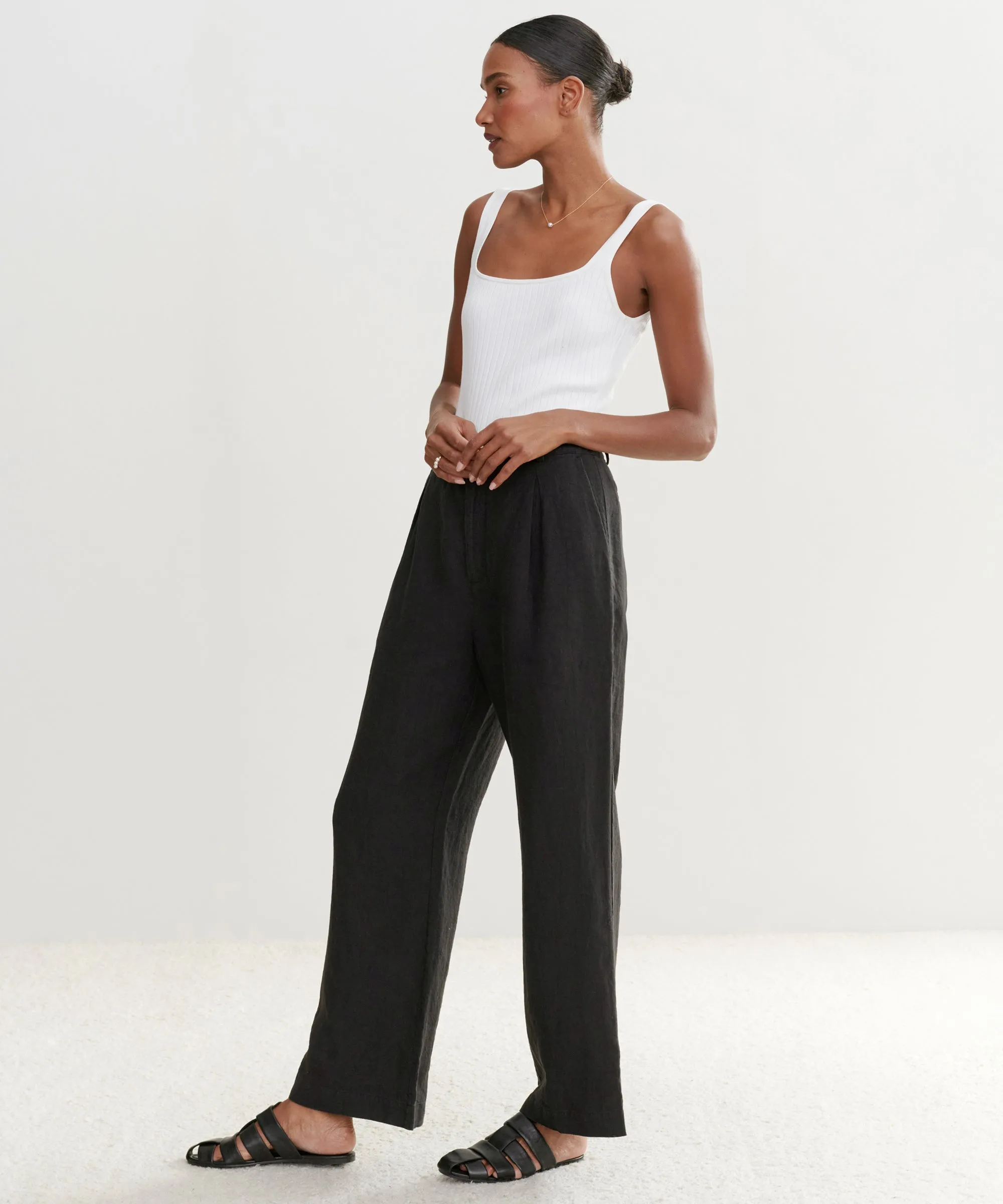 Linen Kyle Trouser Stretchable Waist Low Bulk