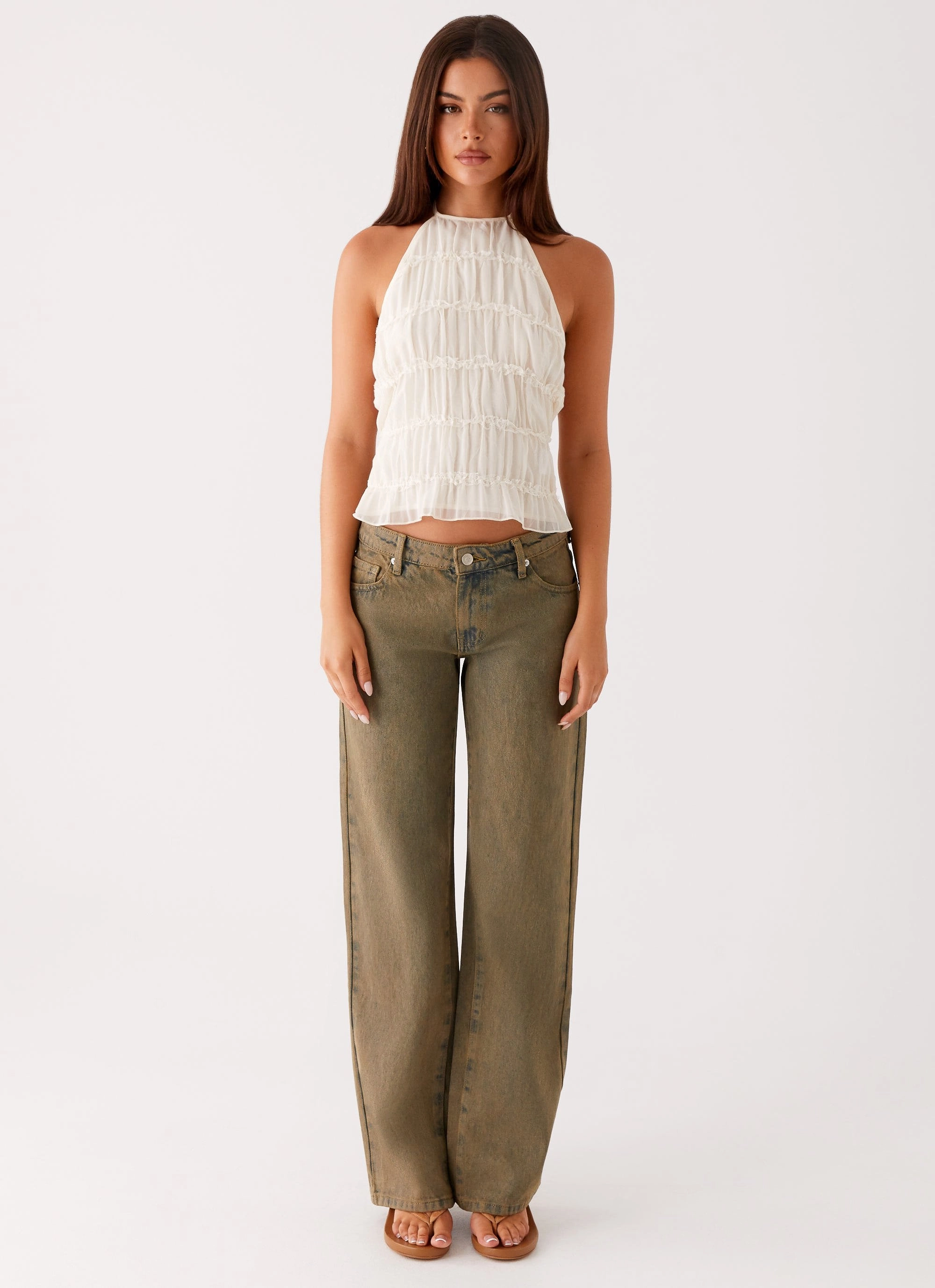 Bennie Halter Top - Ivory Multi Panel Design