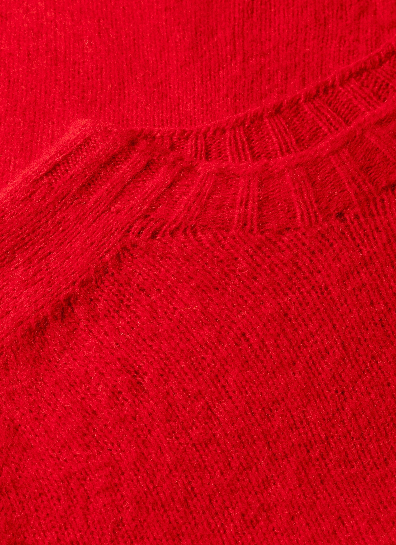 Cool Layering Double Layered Hem Men's Shetland Crew Neck Jumper in Bright Red